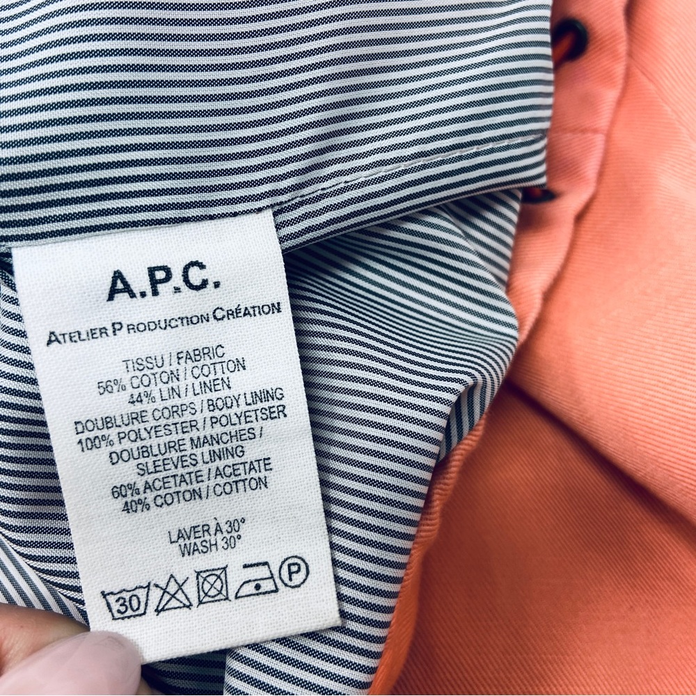 A.P.C. Cotton Linen Hooded Jacket in Papaya Coral - Picture 4 of 7